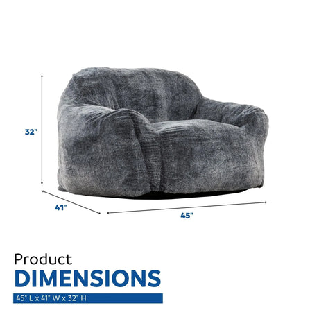 Living Room Bean Bag Sofa Chair With Memory Foam Fillings, Soft Upholstered Bean Bag Armchair - Black / Gray - Furniture Home Direct
