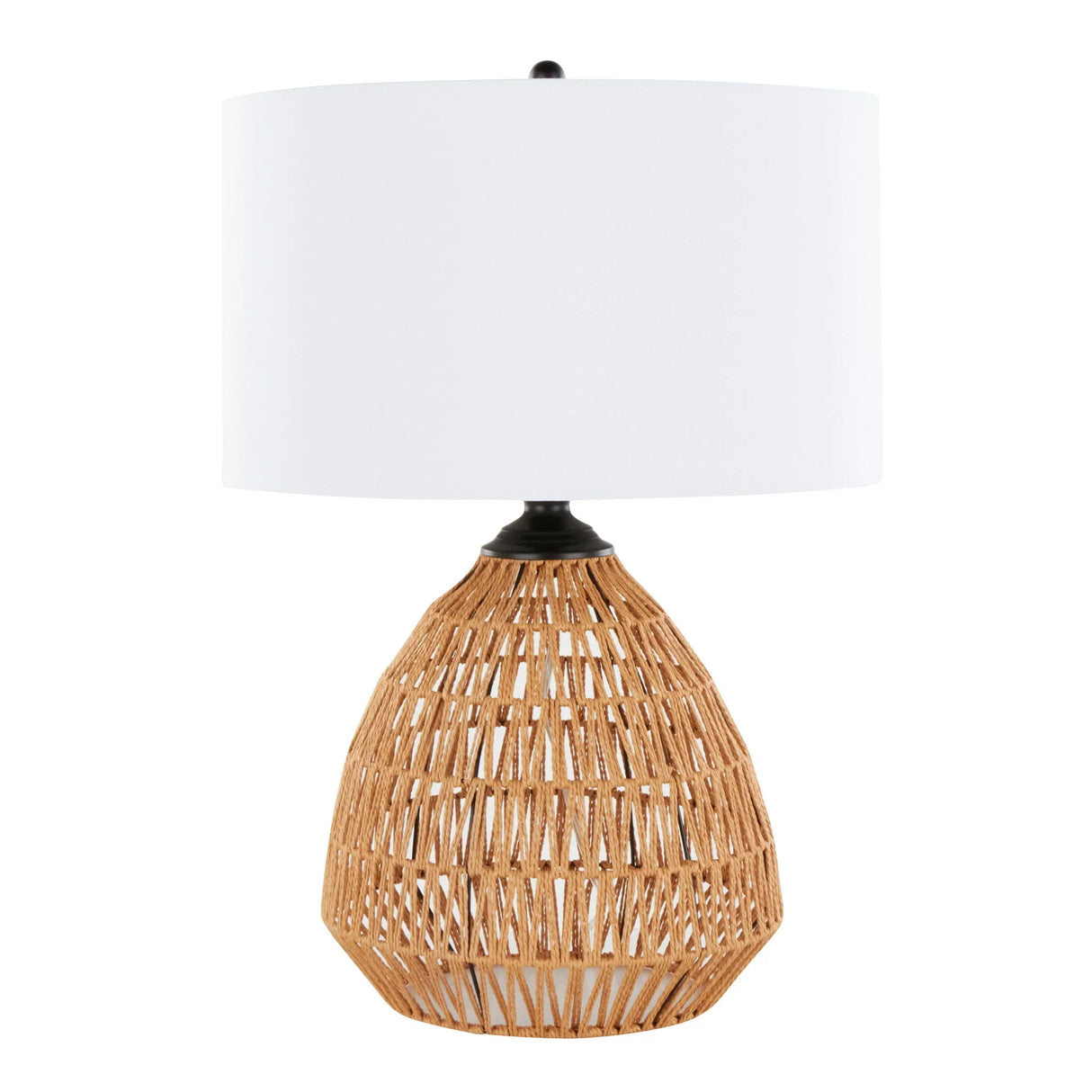 Congo - Contemporary Rattan Table Lamp - Natural / Matte Black / White - Furniture Home Direct