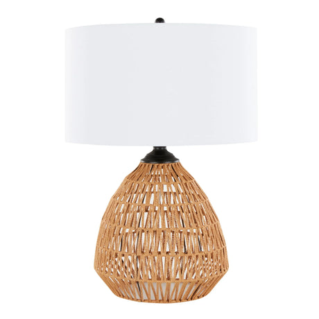 Congo - Contemporary Rattan Table Lamp - Natural / Matte Black / White - Furniture Home Direct