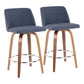 Toriano - Mid-Century Modern Fixed Height Counter Stool With Round Footrest (Set of 2) - Furniture Home Direct