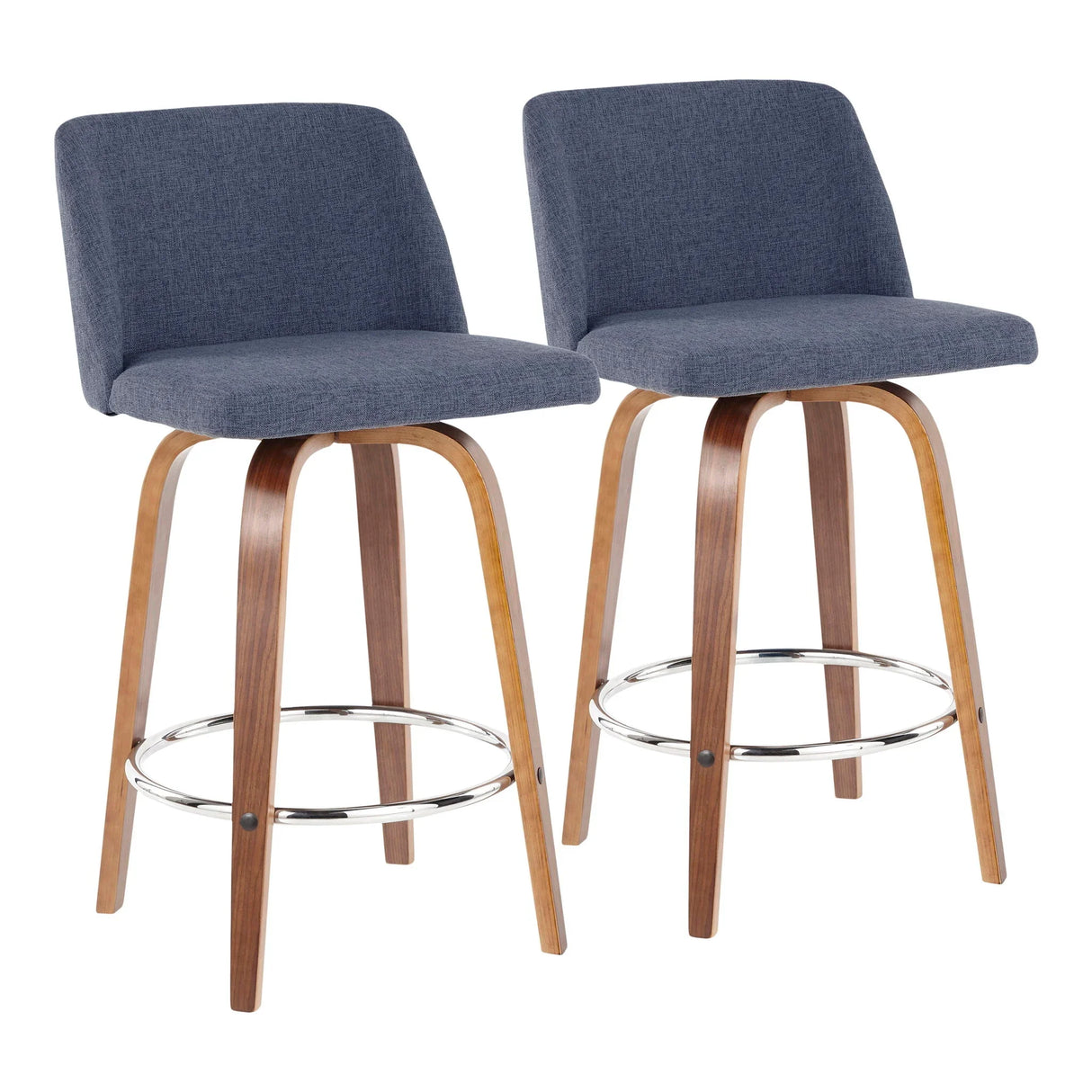 Toriano - Mid-Century Modern Fixed Height Counter Stool With Round Footrest (Set of 2) - Furniture Home Direct