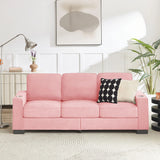 Modern Snowfleece Fabric 3 Seater Sofa With Cup Holder - Furniture Home Direct