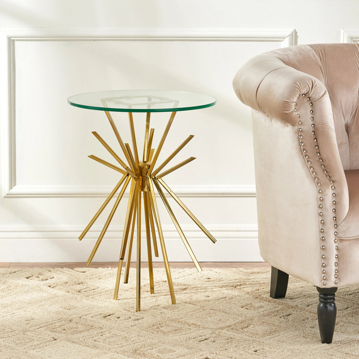 Starburst Side Table With Gold Legs - Furniture Home Direct