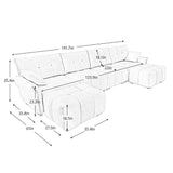 Sofa Set With Ottoman And Pillows, Textured, High Resilience Cushions - Furniture Home Direct