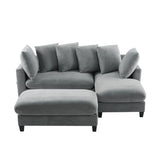 Upholstered L Shaped Sectional Sofa With Storage, Movable Ottoman, And 6 Throw Pillows - Furniture Home Direct