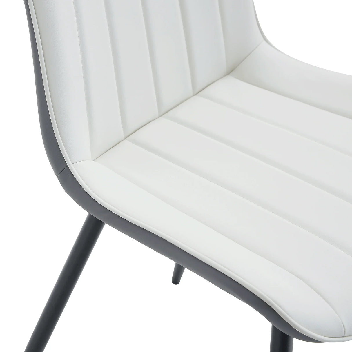 Dining Chairs Four Upholstered Leather Black Legs White - Furniture Home Direct