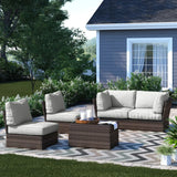 Comfortable Modern Patio Rattan Sectional Set With Cushions - Furniture Home Direct