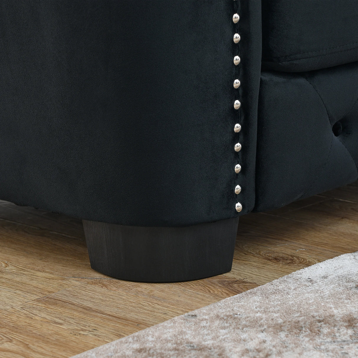 Sofa And Loveseat - Velvet Black - Furniture Home Direct