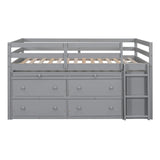 Loft Bed With Retractable Writing Desk And 4 Drawers, With Lateral Portable Desk And Shelves - Furniture Home Direct
