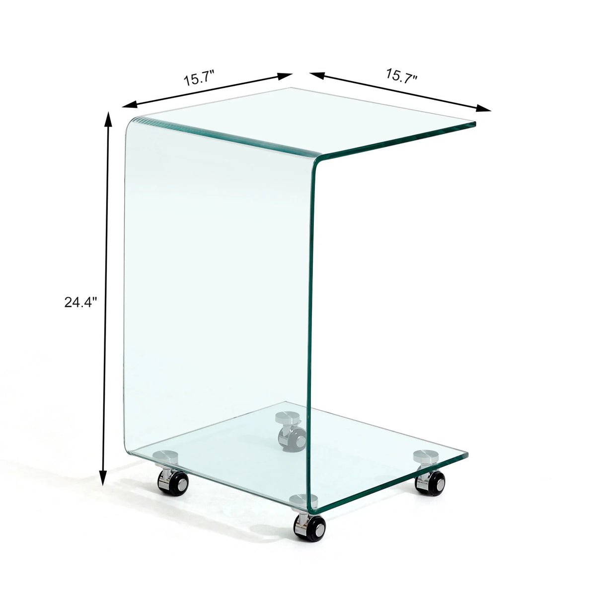 Tempered Clear Bent Glass Side Table End Table For Living Room, Small Sofa Table - Transparent - Furniture Home Direct