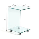 Tempered Clear Bent Glass Side Table End Table For Living Room, Small Sofa Table - Transparent - Furniture Home Direct