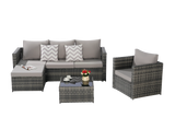 4 Piece Patio Sectional Set With Coffee Table - Gray - Furniture Home Direct