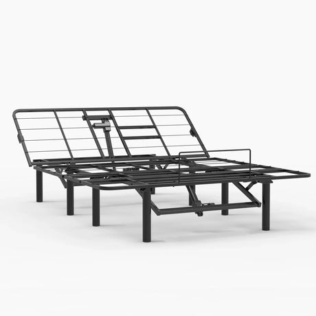 Adjustable Bed Base Frame With Head And Foot Incline, Quiet Motor, Queen Size Steel, Dual USB A, C Ports - Black - Furniture Home Direct