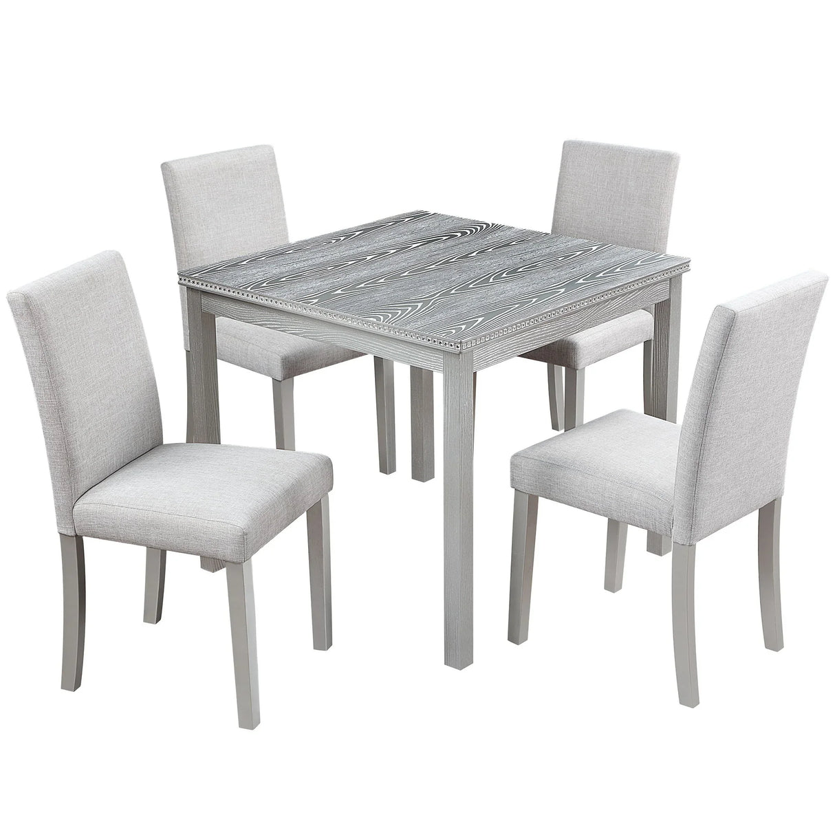 Dining Table Set With Crystal Decoration And Upholstered Chairs - Furniture Home Direct