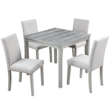 Dining Table Set With Crystal Decoration And Upholstered Chairs - Furniture Home Direct