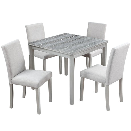 Dining Table Set With Crystal Decoration And Upholstered Chairs - Furniture Home Direct