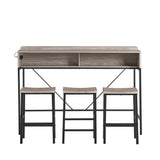 Console Table Set With LED Light Power Outlet Grey - Furniture Home Direct