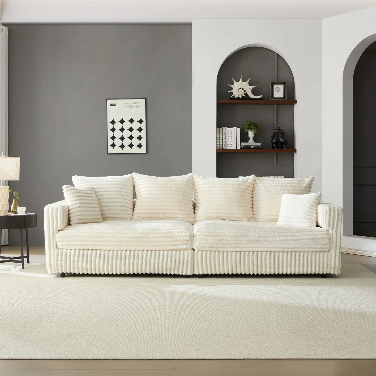 Modern Comfy Upholstered 4 Seat Sofa Cloud Couch,Deep Seat With Soft Pillows - Furniture Home Direct