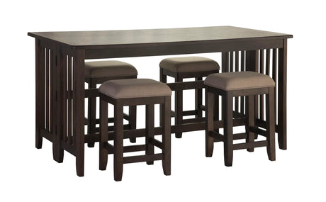Drop Leaf Table & 4 Stools - Dark Brown - Furniture Home Direct