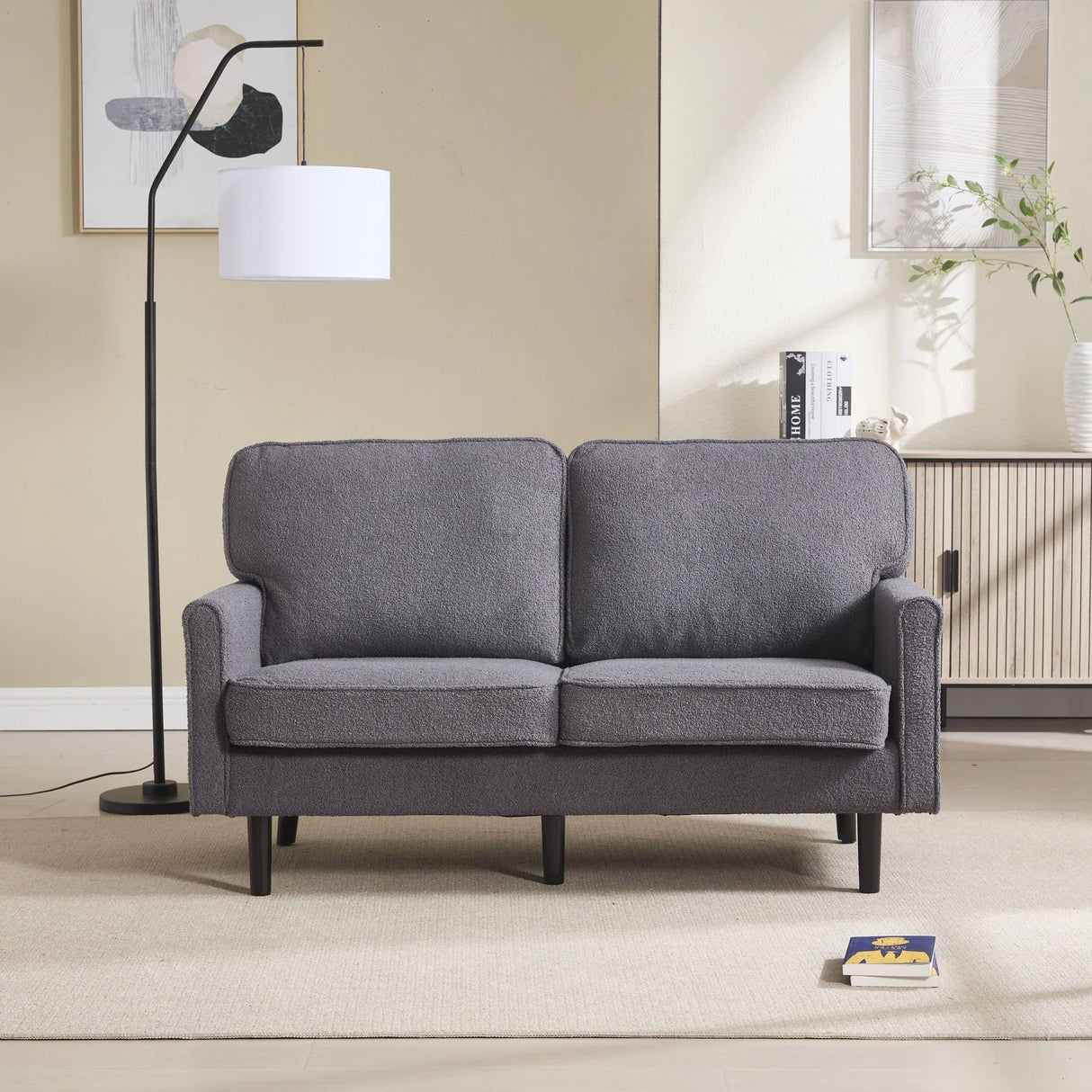 Mid Century Modern Loveseat Sofa With USB Ports, Removable Pillow Cover - Furniture Home Direct
