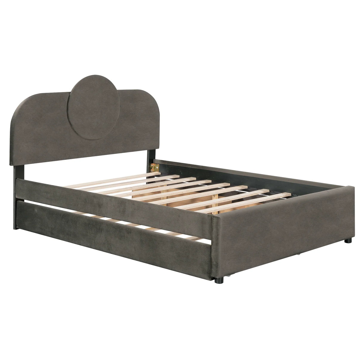 Platform Bed Upholstered With Storage Drawers Trundle Gray - Furniture Home Direct