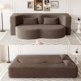 Modern Floor Sofa, With 2 Pillows, Convertible Teddy Fabric Foam Filled Bed - Furniture Home Direct