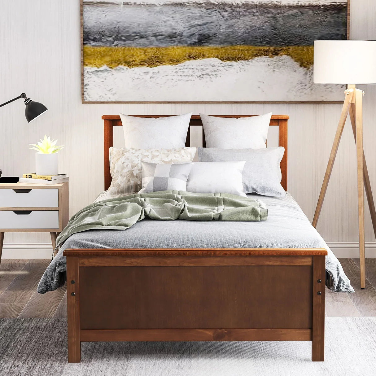 Platform Bed With Headboard, Footboard And Wood Slat Support - Furniture Home Direct