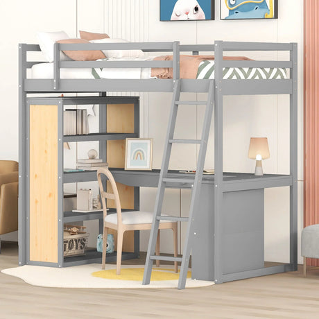 Loft Bed With Ladder, Shelves, And Desk - Furniture Home Direct
