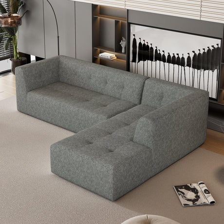Modular Sectional Sofa in Chenille for Living Rooms Gray - Furniture Home Direct