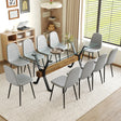 Dining Set Glass Table With 10 Chairs Finish Light Gray - Furniture Home Direct