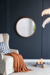 Round Hand Carved Rose Antique Mirror Frame, Wall Mirror For Live Space - Furniture Home Direct