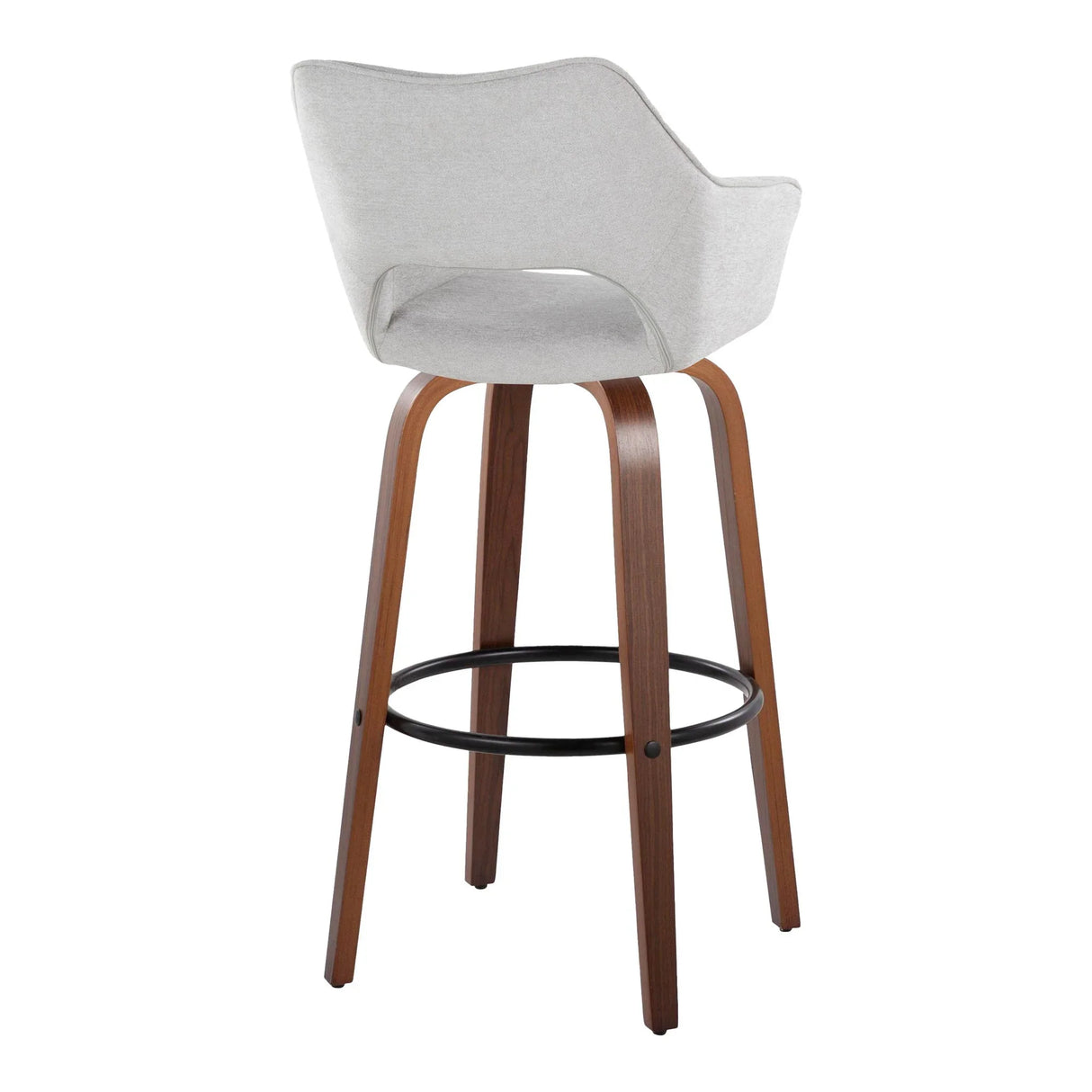 Mustang - Contemporary Fixed Height Barstool With Swivel & Round Footrest (Set of 2) - Furniture Home Direct