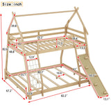 Twin Over Queen House Bunk Bed With Climbing Nets And Climbing Ramp - Furniture Home Direct