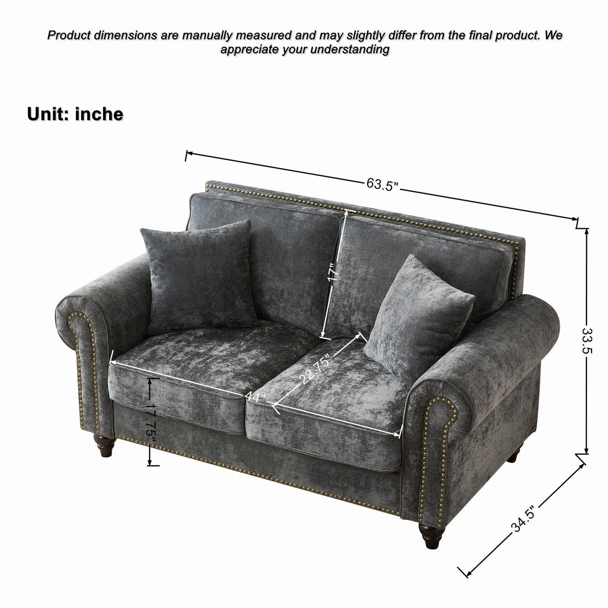 Modern 3 And 2 Seater Sofa With Rolled Arms, Tufted Upholstered Couch - Furniture Home Direct