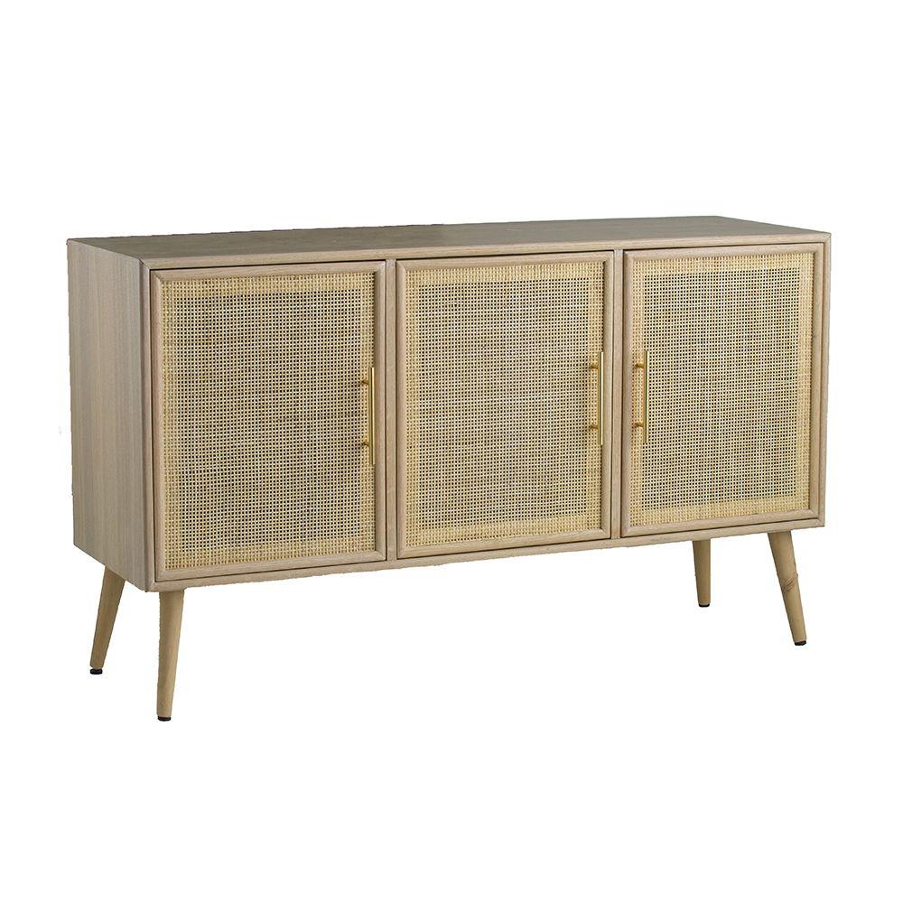Wooden Accent TV Cabinet With 3 Doors - Brown - Furniture Home Direct