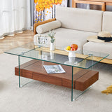 Modern 2 Tier Square Coffee Table, Elegant Marble Pattern - Furniture Home Direct