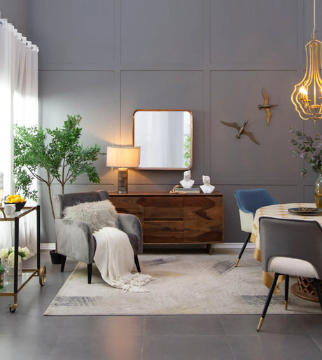 Square Mirror With Wood Frame, Wall Mirror For Living Room Bathroom Entryway - Brown - Furniture Home Direct