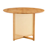 Round Dining Table Solid Wood Countryside Retro Natural - Furniture Home Direct