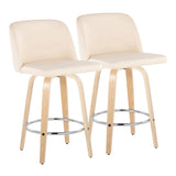 Toriano - Contemporary Fixed-Height Counter Stool With Swivel And Round Footrest (Set of 2) - Furniture Home Direct