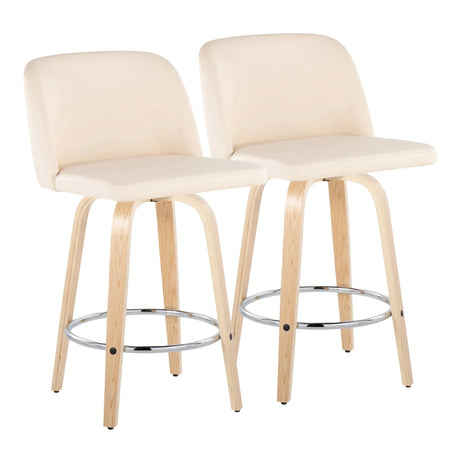 Toriano - Contemporary Fixed-Height Counter Stool With Swivel And Round Footrest (Set of 2) - Furniture Home Direct