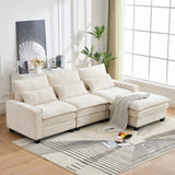 Modern Comfy Chenille L Shaped Sectional Sofa With Movable Ottoman - Furniture Home Direct