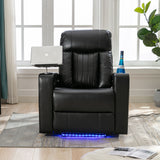 Power Recliner with Storage Arms, Cupholders, USB, Black