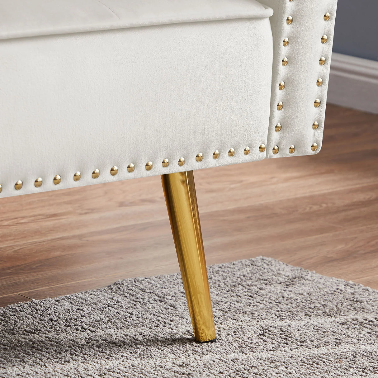 Velvet Tufted Sofa Couch With 2 Pillows And Nailhead Trim - Furniture Home Direct