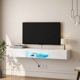 Wall Mounted TV Stand 63 Inch LED Illuminated White - Furniture Home Direct