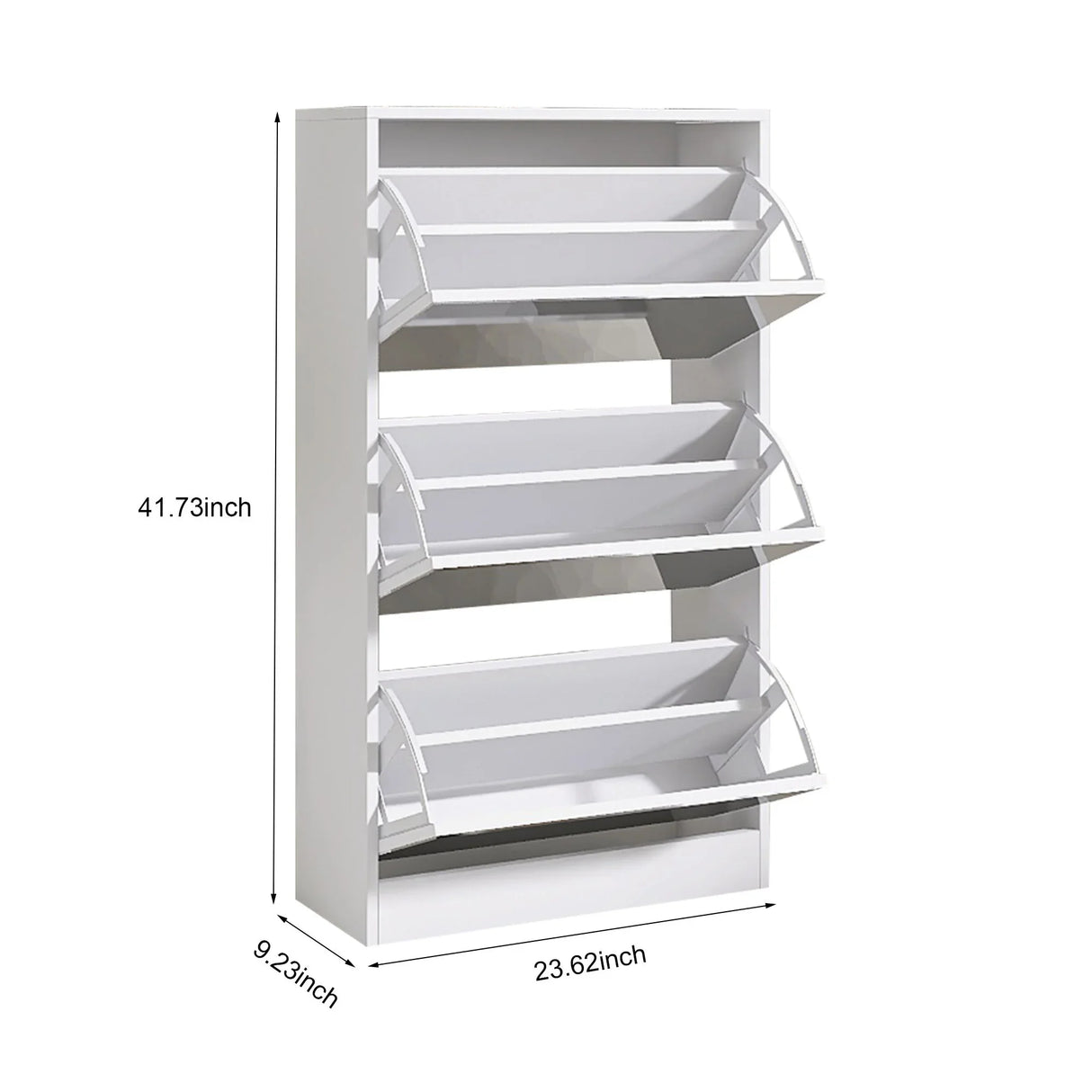 Narrow Shoe Storage Cabinet With Mirror, Wood Slim Shoe Rack 3 Tier Shoe Organizer For Home And Apartment - White - Furniture Home Direct