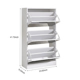 Narrow Shoe Storage Cabinet With Mirror, Wood Slim Shoe Rack 3 Tier Shoe Organizer For Home And Apartment - White - Furniture Home Direct