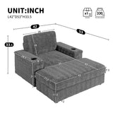 Oversized Chaise Lounge Indoor Rabbit Fur Sofa Bed With Storage Ottoman And Armrests Cup Holders With Deep Seat - Furniture Home Direct