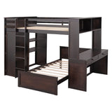 Loft Bed With A Twin Size Standalone Bed, Shelves, Desk, And Wardrobe - Furniture Home Direct