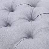 Bench Tufted Cushion with Arched Black Legs Light Grey - Furniture Home Direct