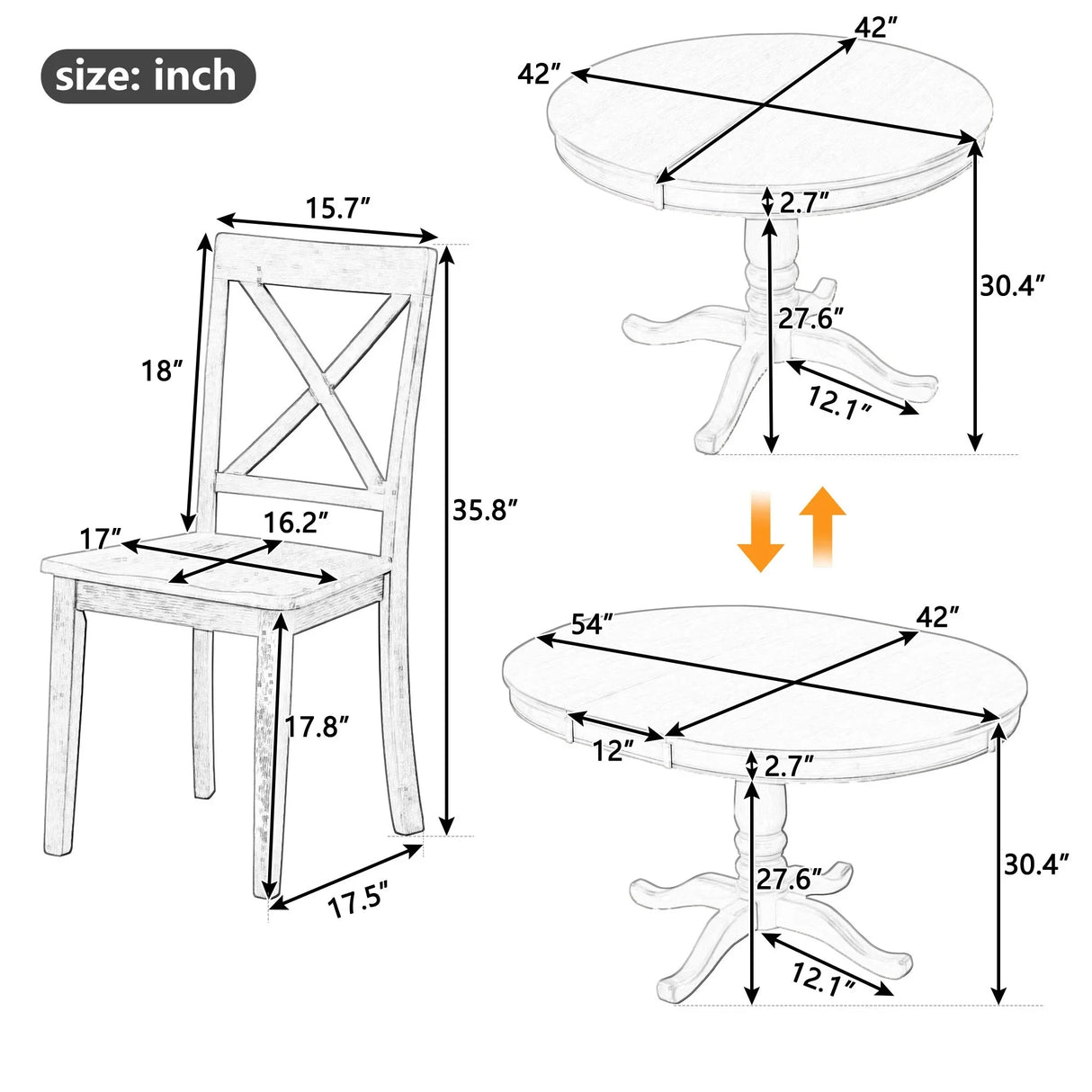 Modern Dining Table Set For 4, Round Table And 4 Kitchen Room Chairs, 5 Piece Kitchen Table Set For Dining Room, Dinette, Breakfast Nook - Furniture Home Direct